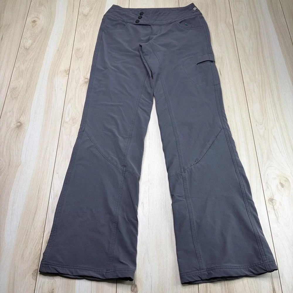 Lululemon Athletica Hiking Pants Womens 6 Gray Stretch Triple Snap Waist Outdoor